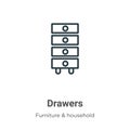 Drawers outline vector icon. Thin line black drawers icon, flat vector simple element illustration from editable furniture & Royalty Free Stock Photo