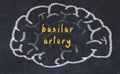 Drawind of human brain on chalkboard with inscription basilar artery Royalty Free Stock Photo