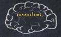 Drawind of human brain on chalkboard with inscription connectome Royalty Free Stock Photo