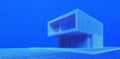 Drawing of abstract architectural structure Blueprint of contemporary residence Wireframe low poly mesh Royalty Free Stock Photo