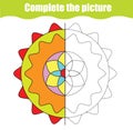 Drawing activity for kids. Complete symmetry pattern. educational children game