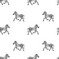 Drawing African Wildlife Seamless Pattern