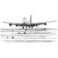 Drawing of the airplane landing in Vietnam