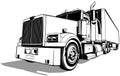 Drawing of an American Truck with a Trailer Royalty Free Stock Photo