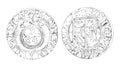Drawing of ancient Polish coin trzeciak