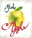 Drawing apple. lettering Royalty Free Stock Photo