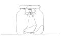 Drawing of arab man trapped in a jar concept of business limitation. Single line art style