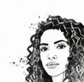 A Drawing of an Argentinian Girl with Black Curly Hair