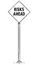 Drawing of Arrow Traffic Sign with Risk Ahead Text Royalty Free Stock Photo