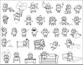 Drawing Art of Cartoon Fat Boy - Set of Concepts Vector illustrations Royalty Free Stock Photo