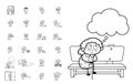 Drawing Art of Comic Old Granny - Set of Concepts Vector illustrations
