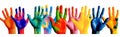 finger child hand paint art smile concept colorful artist fun. Generative AI. Royalty Free Stock Photo