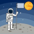 Drawing the astronaut has landed on the planet. Royalty Free Stock Photo