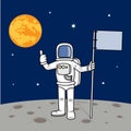 Drawing the astronaut has landed on the planet. Royalty Free Stock Photo