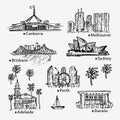 Drawing Australian cities. Sketch of city.