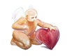 Drawing of baby cupid with angel wings by pastel