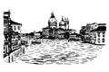 Drawing background cityscBasilica Maria della Salute hand-drawn illustration