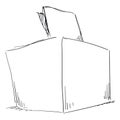 Sketch of electoral ballot box with vote, Vector illustration