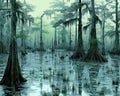 The drawing is based on swamps louisiana and southern swamps. Royalty Free Stock Photo