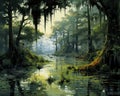 The drawing is based on swamps louisiana and southern swamps.