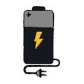 Drawing battery charge alkaline lighting cable plug Royalty Free Stock Photo