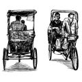 Drawing of bicycle tricycle in India show isolate