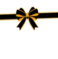 Drawing of black and gold bow on white background