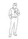 Drawing Black Outline Businessman standing