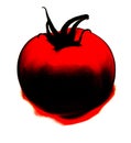 Drawing black-red tomato whith black shadow Royalty Free Stock Photo
