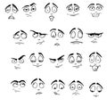 Drawing black and white emoji, emoticons. Different emotions on faces