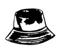Drawing of a black and white Panama hat on a white background