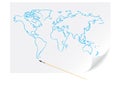 Drawing blue map Royalty Free Stock Photo