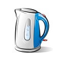 Drawing of the blue teapot kettle Royalty Free Stock Photo