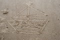 A drawing a boat in the sand on beach Royalty Free Stock Photo