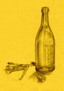 Drawing Bottle and Corkscrew