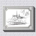 Drawing on a brick wall in the frame 41 Royalty Free Stock Photo
