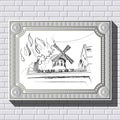 Drawing on a brick wall in the frame 43 Royalty Free Stock Photo