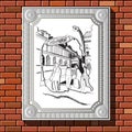 Drawing on a brick wall in the frame 52 Royalty Free Stock Photo