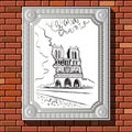 Drawing on a brick wall in the frame 50 Royalty Free Stock Photo