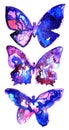 Drawing of bright butterfly, galaxy pink blue sky