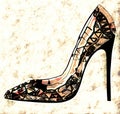 Drawing of brown shoe Royalty Free Stock Photo
