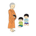 Drawing Buddhist monk cartoon