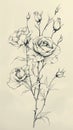 A Drawing of a Bunch of Flowers on a White Background