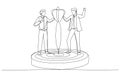 Drawing of business man in a business suit with a dart in his hand. Concept for achieving goal. Single line art style Royalty Free Stock Photo