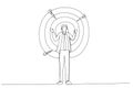 Drawing of businessman on archery targets. Single line art style