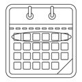 Drawing calendar icon, outline style.