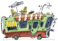 A drawing of camper van Royalty Free Stock Photo