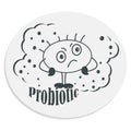 Cartoon probiotic. Vector illustration in the form of a sticker