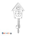 The cuckoo clock is locked. Vector illustration in the form of coloring