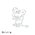 Scared mouse. Vector illustration in the form of coloring
